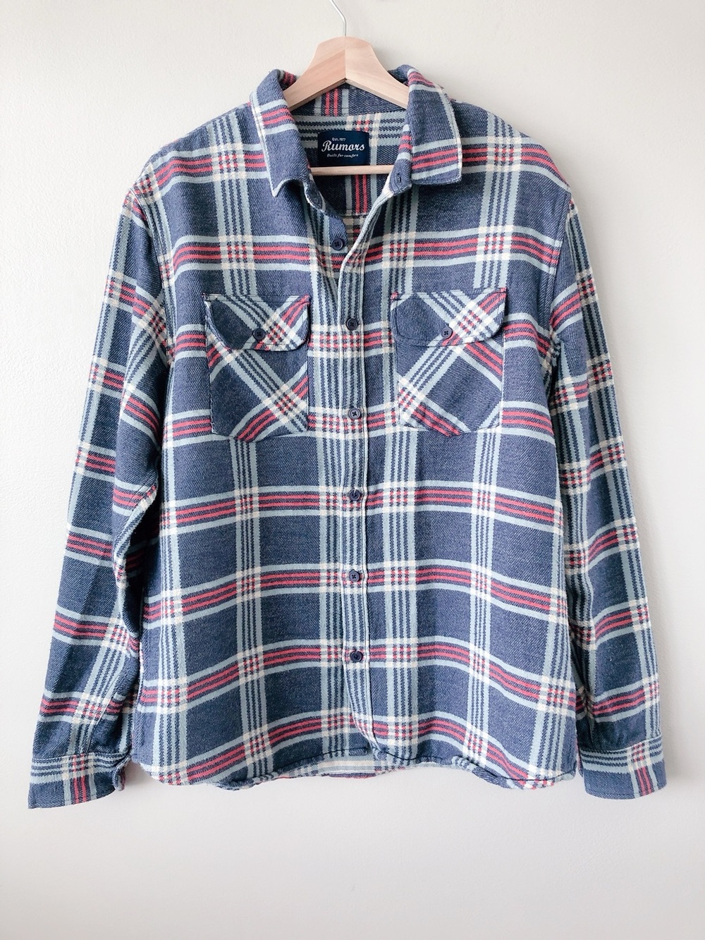 Rumors Shacket Blue Plaid Flannel Shirt Jacket women’s large top